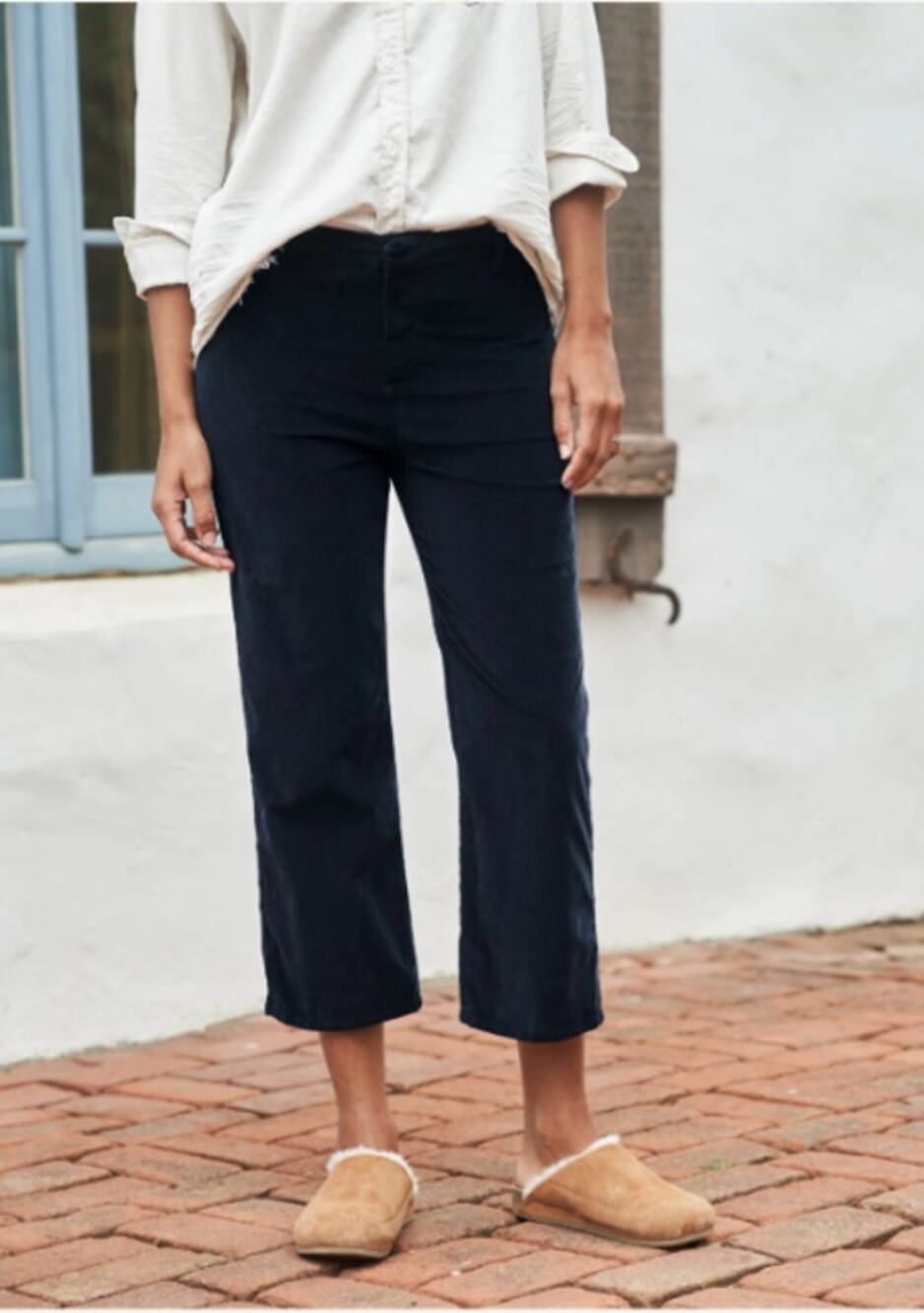 Frank & Eileen Kinsale Performance Cord Corduroy Pants Cropped Navy Blue Size 4